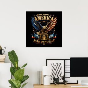 United States America 250th Anniversary Eagle Poster