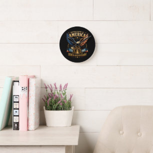United States America 250th Anniversary Eagle Round Clock