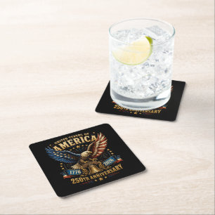 United States America 250th Anniversary Eagle Square Paper Coaster