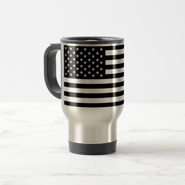 united states america black flag usa symbol travel mug (Front Left)