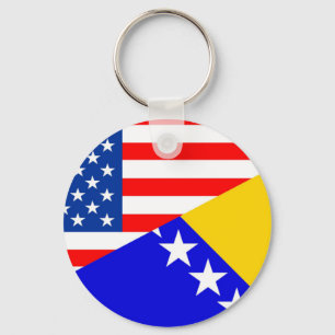 united states america bosnia herzegovina half flag key ring