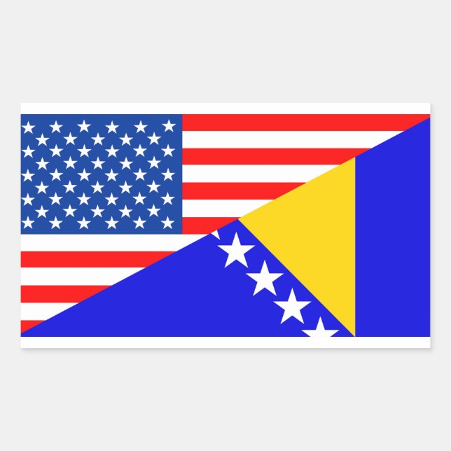 united states america bosnia herzegovina half flag rectangular sticker (Front)