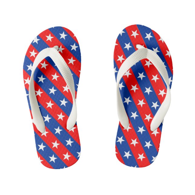 united states america country flag pattern symbol kid's flip flops (Footbed)