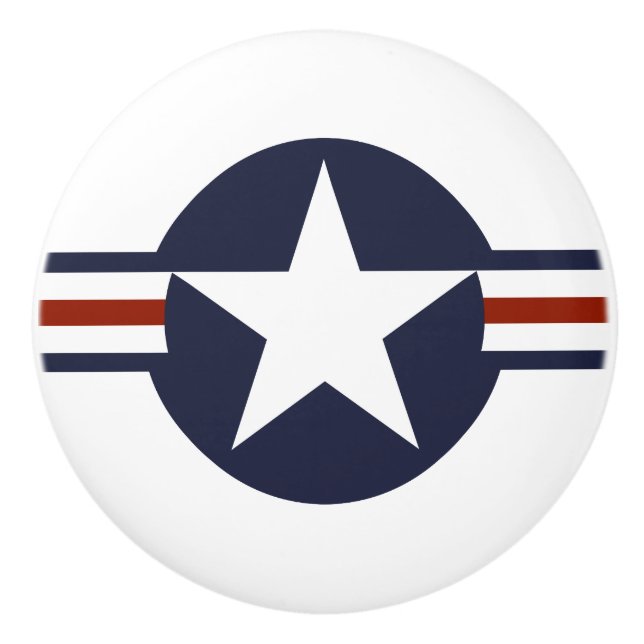 united states america country flag roundel symbol ceramic knob (Front)