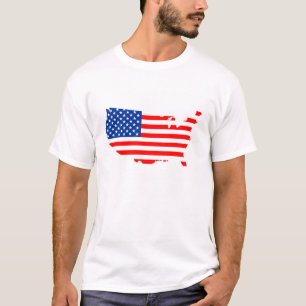 united states america country map flag shape label T-Shirt