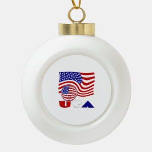 United States America Flag USA Soccer Ball Ceramic Ball Christmas Ornament