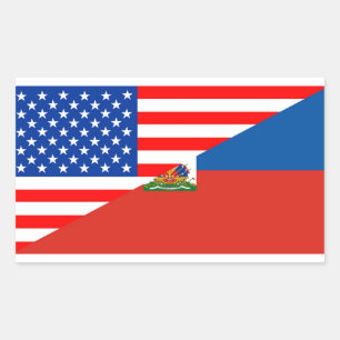 united states america haiti half flag usa country rectangular sticker