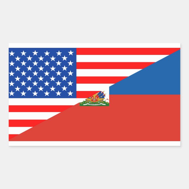 united states america haiti half flag usa country rectangular sticker (Front)