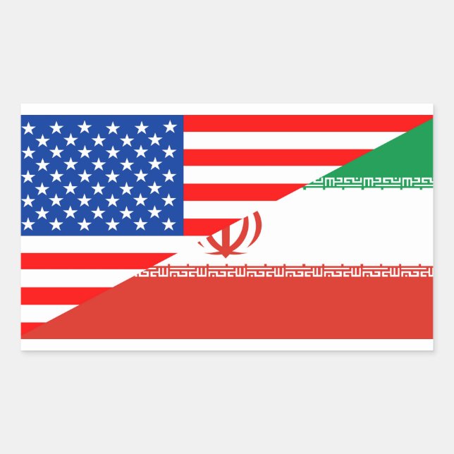 united states america iran half flag usa country rectangular sticker (Front)