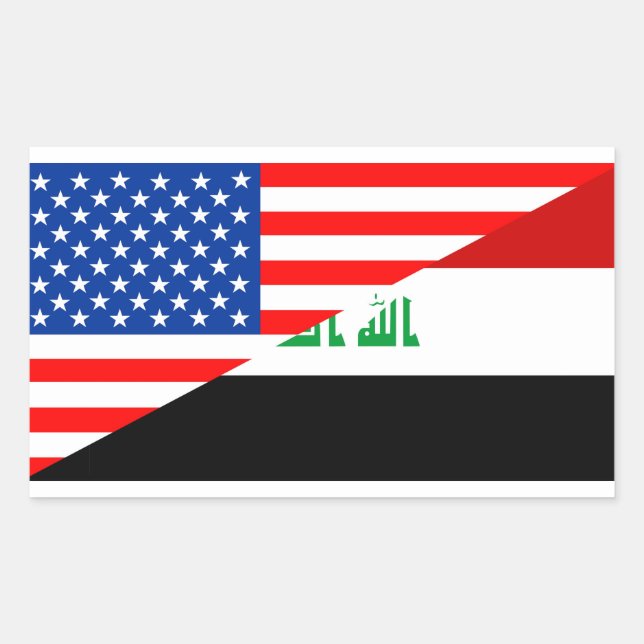 united states america iraq half flag usa country rectangular sticker (Front)