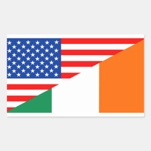 united states america ireland half flag usa countr rectangular sticker