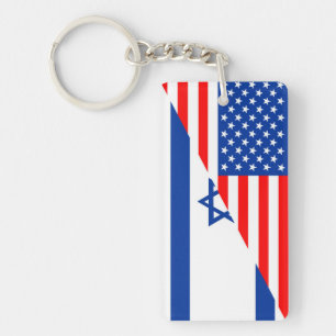 united states america israel half flag usa country key ring