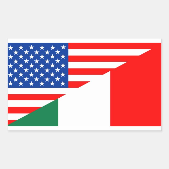 united states america italy half flag usa country rectangular sticker (Front)