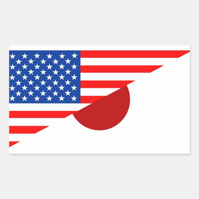 united states america japan half flag usa country rectangular sticker (Front)