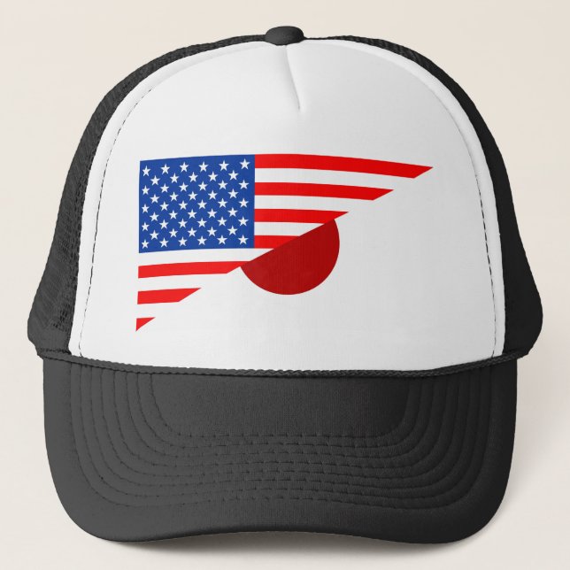 united states america japan half flag usa country trucker hat (Front)