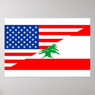 united states america lebanon half flag usa countr poster