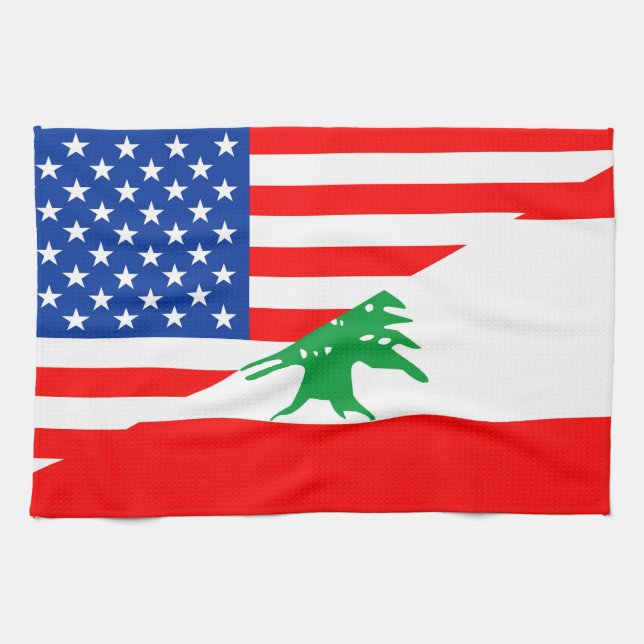united states america lebanon half flag usa countr tea towel (Horizontal)
