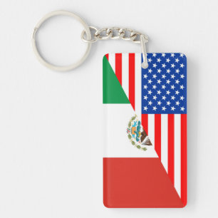 united states america mexico half flag usa country key ring