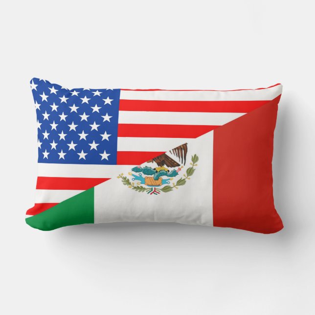 united states america mexico half flag usa country lumbar cushion (Front)