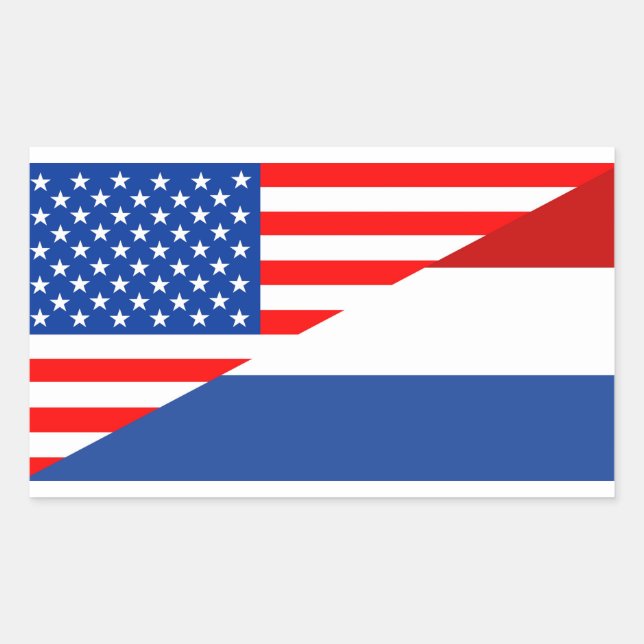 united states america netherlands half flag  usa rectangular sticker (Front)