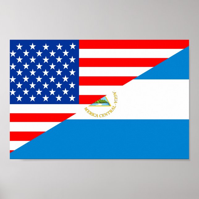 united states america nicaragua half flag usa poster (Front)