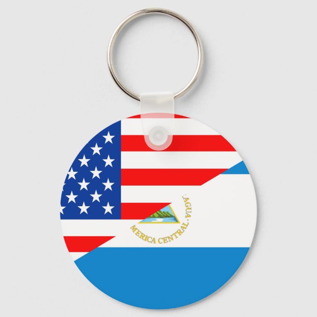 united states america nicaragua half flag uses key ring (Front)