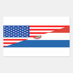united states america paraguay half flag usa count rectangular sticker
