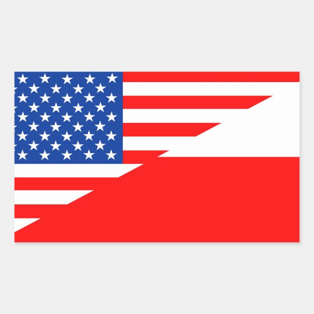 united states america poland half flag usa country rectangular sticker (Front)