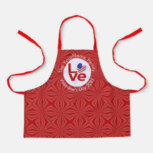 United States America Red LOVE Flag Personalised  Apron