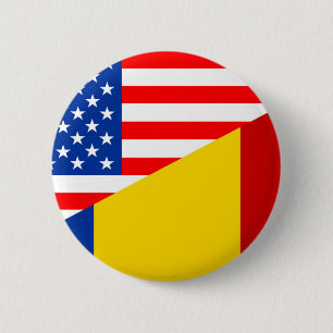 united states america romania half flag usa countr 6 cm round badge