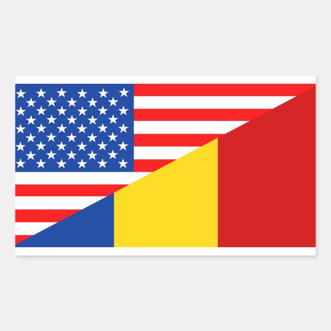 united states america romania half flag usa countr rectangular sticker (Front)