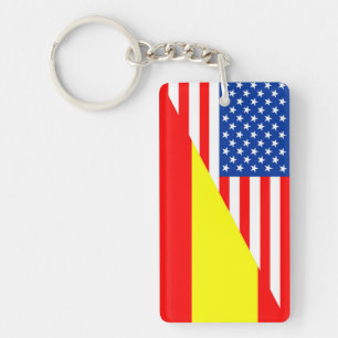 united states america spain half flag usa country key ring