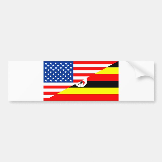 united states america uganda half flag usa country bumper sticker (Front)