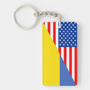united states america ukraine half flag usa key ring