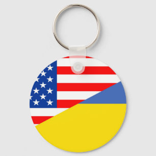 united states america ukraine half flag usa key ring