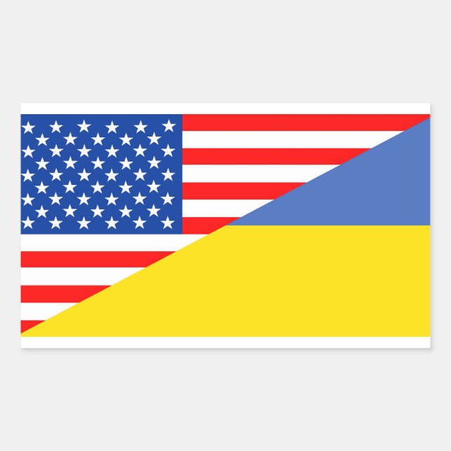 united states america ukraine half flag usa rectangular sticker (Front)