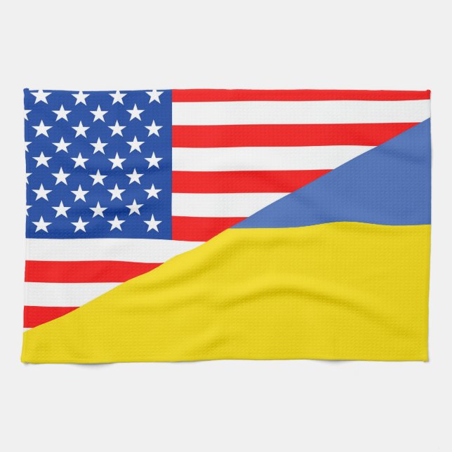 united states america ukraine half flag usa tea towel (Horizontal)