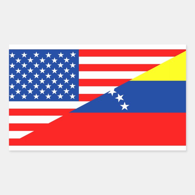 united states america venezuela half flag usa rectangular sticker (Front)