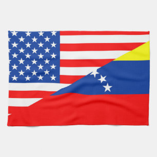 united states america venezuela half flag usa tea towel