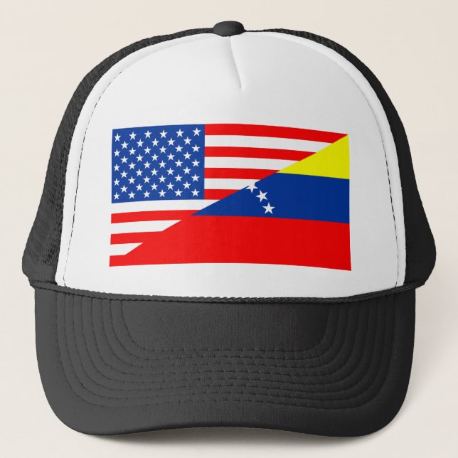united states america venezuela half flag usa trucker hat (Front)
