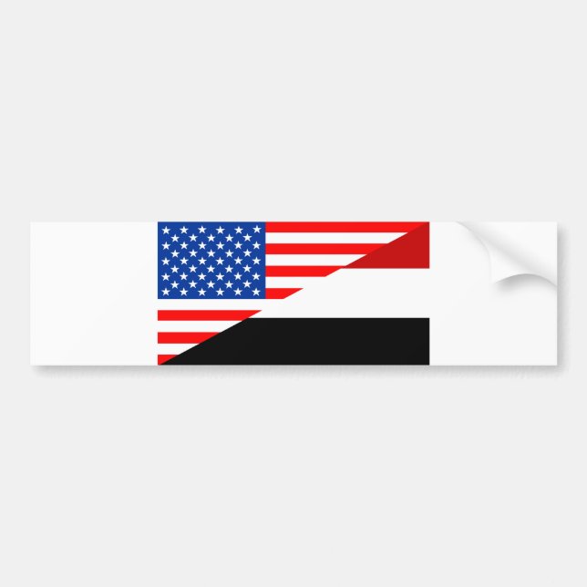 united states america yemen half flag usa country bumper sticker (Front)