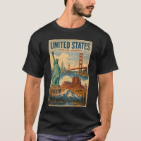 United States American Landmarks Illustration