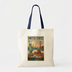 United States American Landmarks Illustration Tote Bag