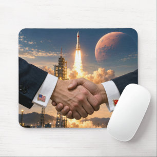 United States and China Handshake Agreement Mouse Mat