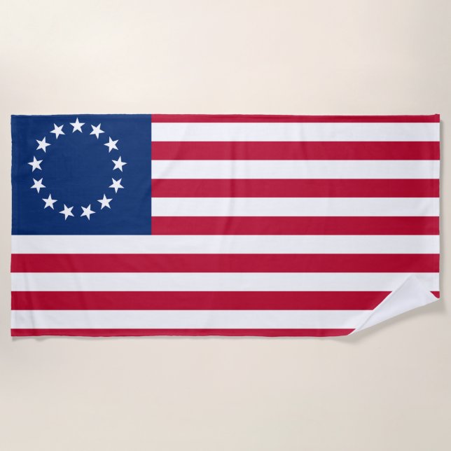 United States Betsy Ross Flag Beach Towel (Front)