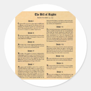 United States Bill of Rights Classic Round Sticker