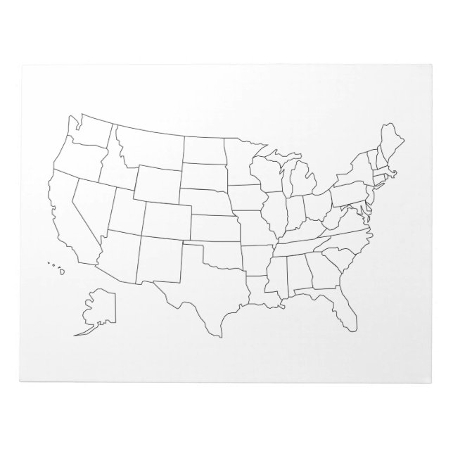 United States blank map US outline with states Notepad (Front)