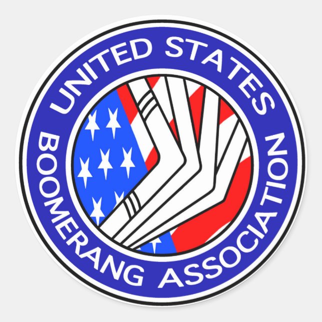 United States Boomerang Association round sticker (Front)