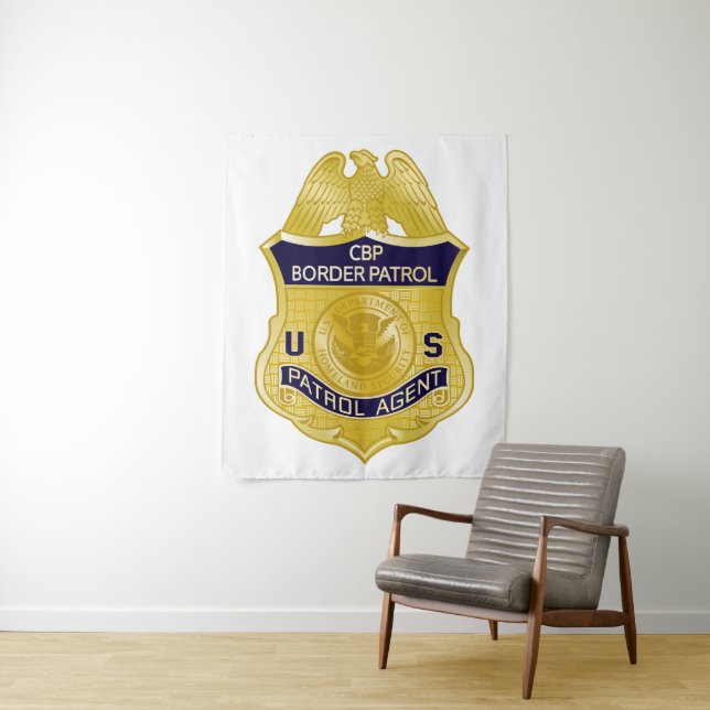 United States Border Patrol Badge Immigration Tapestry (In Situ)