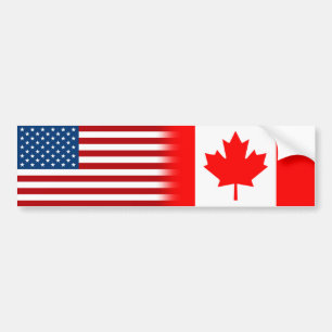 United States Canada Canadian American Bumper Sticker